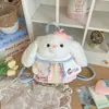 Mochila tipo parche de oso girly estilo coreano con costuras de lunares y cuadros, mochila pequeña con solapa ligera y portátil para mujer