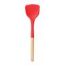 Utensílios de cozinha de silicone com cabo de madeira para casa, espátula de silicone resistente a altas temperaturas, utensílios de cozinha, escorredor, conjunto de sete peças para cozinhar, vermelho