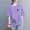 Camiseta de Manga Corta Estilo Mamá de Comercio Exterior con Descuento Transfronterizo para Mujer, Talla Grande Holgada, Adelgazante, Cubre Vientre, Top Moderno Estilo Coreano