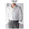 Camisa Retro Americana 2025 Masculina Primavera e Outono Nova Solta Versátil Casual Design Único Camisa