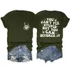 No Puedes Arreglar la Estupidez Camiseta Básica Redonda de Calavera con Mano Divertida para Mujer Manga Corta Holgada