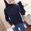 Outono e Inverno 2026 Novo Estilo Coreano Versátil Gola Meia-Alta Manga Longa Malha Top Solto Bordado Malha Feminina