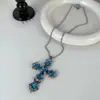 Doce e Cool Garota Picante Renda Laço Cruz Pingente Camadas Colar Estilo Punk Escuro Franja Personalizado Corrente da Clavícula
