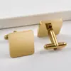 Aliexpress Amazon Nuevos Gemelos Redondos de Acero Inoxidable Pulido Espejo Gemelos Cuadrados Simples para Hombre de Negocios