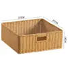 Cesta de almacenamiento de armario nórdico, caja de almacenamiento tejida, cesta organizadora simple para sala de estar, tejido de imitación de ratán