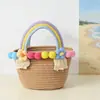 Bolsos de nicho coreanos, bolsos de playa, bolsos tejidos, bolsos de mano tejidos con cuerda de algodón, bolsos de mano para mujer, bolsos de paja