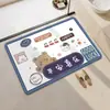 Felpudo de entrada con cuatro cuadrados y diseño de cachorro de dibujos animados, alfombrilla de tierra de diatomeas, absorbente y antideslizante, alfombrilla de secado rápido para la entrada del baño