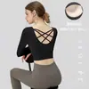 Ropa de Yoga para Mujer 2026 Nuevo Estilo Manga Larga Top Deportivo de Pilates con Almohadillas en el Pecho y Espalda Cruzada Transpirable Ropa de Fitness