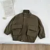 Jaqueta de Manga Comprida para Trabalho Infantil Novo Estilo, Roupa Infantil de Algodão com Caimento Solto Estilo Coreano, Jaqueta Versátil Unissex para Primavera e Outono Venda por Atacado