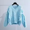 Nuevo Suéter de Punto Trenzado de Cuello V Corto Otoño/Invierno 2026 para Mujer, Grueso Estilo Coreano, Elegante, Holgado, Tejido con Borlas para Mujer