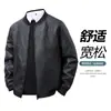 Chaqueta de Piel Sintética Transfronteriza para Hombre, Estilo Nuevo de Primavera y Otoño de Moda, Cuello de Béisbol Retro, Chaqueta de Cuero Ajustada de Moda para Hombre