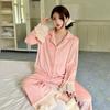 Pijama de Veludo de Ilha Novo para Outono e Inverno para Mulheres com Atmosfera Doce e Estilo Palaciano Conjunto de Roupa de Casa de Manga Longa