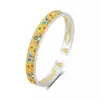 Pie Plata 9999 Oro Trazado Color Esmalte Mariposa Corazón sutra Pulsera de Plata Esterlina para Mujer Abierta Sólida Nueva Pulsera de Plata de la Fortuna China
