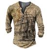 Camiseta holgada de manga larga para hombre, nueva, con estampado digital 3D, brújula, hebilla diaria, cuello en V y manga larga.