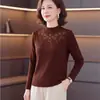 Camiseta básica de manga comprida para outono e inverno para mães, adequada para mulheres de 40 a 50 anos, meia-idade e idosos, roupa íntima quente para avós