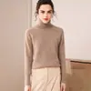 Suéter de cachemira 100% pura para mujer, cuello alto, otoño e invierno, holgado, informal, grueso, camisa de punto