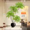 Nantian Bambú Estilo Lujo Ligero Árbol Artificial Decoración Interior Sala de Estar Adornos de Pie Paisajismo Planta Verde Biónica Flor de Seda en Maceta Otros