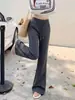Calças esportivas largas estilo americano para mulheres, novidade primavera e outono 2026, calças casuais largas boca de sino, calças de moletom pequenas ajustadas com microflare.