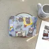 Bolsa Cosmética Linda Azul Caricatura Mini Billetera Algodón Puro Bolsa Pequeña de Tela Auriculares Lápiz Labial Bolsa de Almacenamiento Portátil