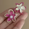 Novos Brincos de Flor Dopamina com Recorte Assimétrico Colorido Contrastante Design Doce de Nicho Ins Coreano Brincos de Verão