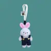 Macacão Fofo Urso Rosa Coelho Desenho Animado Boneca Pingente de Mochila Casal Chaveiro de Pelúcia Pequeno Presente