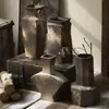 Jarrón cuadrado de cerámica color óxido para hoteles y casas de huéspedes, jarra rústica de cerámica de mesa estilo chino nuevo, decoración artística para el hogar