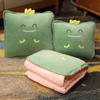 Edredón de almohada con dibujos animados para tostadas, doble uso, dos en uno, para el almuerzo, grueso, plegable, para coche, manta de oficina