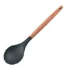 Venta al por mayor de fábrica Amazon Juego de utensilios de cocina de silicona con mango de madera Juego de 11 piezas Utensilios de cocina Olla para cocinar Pala Cuchara