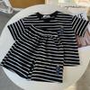 Traje para Niño Camiseta de Rayas para Niños Pantalones Cortos de Manga Corta para Niños Ropa Casual de Verano Conjunto de Dos Piezas Bordado de Oso t Traje