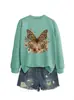 Amazon Wish sitio independiente moda casual elegante mujer estampado leopardo mariposa floral otoño e invierno sudadera comercio exterior transfronterizo