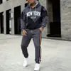 E-commerce Transfronteiriço Europeu e Americano Temu Moda Masculina Popular Novo Conjunto de Moletom com Capuz Estampa Esportiva Versão Espessa Outono e Inverno