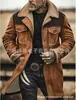 En Stock Chaqueta para Hombre Europea y Americana Otoño e Invierno 2025 Chaqueta Transfronteriza de Ante con Bloques de Color Amazon Abrigo con Cremallera y Múltiples Bolsillos