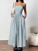 Vestido Sexy de Rayas Bloque de Color sin Tirantes para Mujer, Nuevo Estilo de Alta Gama para Verano, Elegante Vestido Largo de Cintura Alta Adelgazante