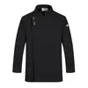 Fivela Dourada Letra Moda Roupa de Trabalho para Chef Masculino Manga Longa Hotel Cozinha de Fundos Preto Inverno Vestuário para Catering Restaurante