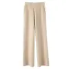 Pantalones de punto de lana sueltos de pierna recta para mujer, otoño e invierno Ordos, pantalones de cachemira de pierna ancha hasta el suelo con bolsillos, adecuados para figuras petite
