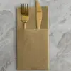 Juego de Cubiertos Desechables Transfronterizos, Servilletas de Papel Gruesas Libres de Polvo, Servilletas de Papel Plegables Libres de Polvo en Bolsillo de Lino para Restaurante Occidental Hotel