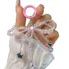 Colgante para Teléfono Móvil de Lazo con Cuentas de Cristal Estrella de Cinco Puntas Linda Cadena Colgante Pequeña Hecha a Mano Joyería para Teléfono Móvil Llavero Exclusivo