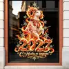 Decoraciones para Tienda de Año Nuevo Ruso Llama Festiva Roja Oveja Roja 2027 Fuegos Artificiales Pegatinas para Ventana Electrostáticas