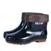 Botas de lluvia para hombre de suela gruesa, tallas 36-49, con suelas de goma reforzadas, forradas de felpa para mayor calidez, adecuadas para el trabajo, calzado para el agua, diseño de caña corta, impermeables y antideslizantes