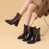 Botas de Punta Francesa con Tacón Grueso y Cremallera Lateral de Algodón Peludo para Mujer 2026 Otoño/Invierno Nuevas Botas de Tobillo Tacón Medio Botas Elegantes Adelgazantes