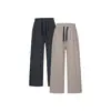 Calças Casuais Retas de Perna Larga para Crianças com Cordão na Cintura, Cor Sólida da Moda, Calças para Uso Diário, Estilo Outono e Inverno, Macias e Confortáveis