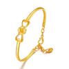 Pulseira de Ouro Zhenrong Laço Joias de Ouro 3D Banhada Moda Coreana Feminina Pulseira de Moeda Euro Dourada