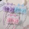 Grampo de Cabelo com Franja de Seda da Dinastia Han Contas Fitas Estilo Antigo Acessórios de Cabelo Infantis Novo Flor de Gaze Laço de Fita Par de Presilhas Adorno de Princesa