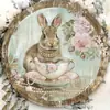 Letrero de Madera de Pascua con Conejo Letrero de Bienvenida para Puerta Venta al por Mayor Decoración de Pared de Atmósfera Festiva Decoración de Pared Artesanía de Madera
