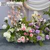 Arranjo de Flores Artificiais Estilo Monet para Exterior Flores de Solo Rosa Púrpura Decoração de Fundo de Casamento Layout Flores para Caminho de Casamento Banquete de Noivado
