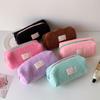 Bolsa de lápis de pelúcia para estudantes de cor doce de inverno, bolsa portátil para armazenamento de artigos de papelaria, bolsa coreana para viagem, bolsa de cosméticos, bolsa de lavagem