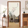 Nueva Cortina de Puerta Estilo Chino, Cortina Divisoria para Sala de Estar con Aire Acondicionado, Estilo Chino de Gama Alta, Cortina de Tela a Media Altura sin Taladro, Modelo Nuevo