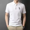 Verano Nuevo Manga Corta Moda Masculina Marca de Tendencia Algodón Camisa Polo para Hombre Casual de Negocios Cuello Camisero Camiseta de Manga Corta para Hombre