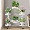 Soporte Multifuncional para Flores de Balcón, Soporte para Macetas de Plantas Verdes, Soporte de Hierro Móvil de Múltiples Niveles para el Hogar, Soporte de Piso para Flores de Sala de Estar con Ruedas