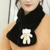 Bufanda de Oso Invierno Nueva Estilo Coreano Linda Fénix Engrosada Cálida Imitación Pelo de Conejo Versátil Protección del Cuello Felpa Bufanda Cruzada